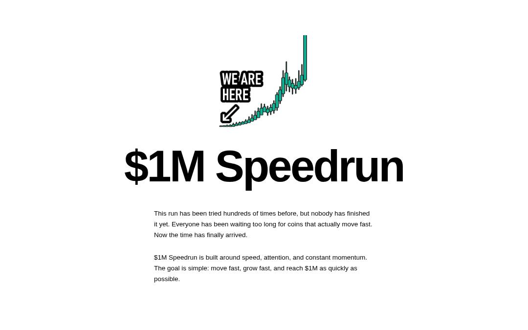 Front page of $1M Speedrun