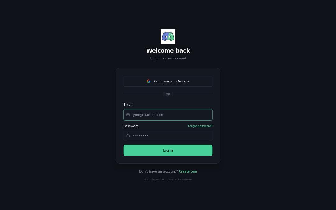 Front page of Pump Server 2.0