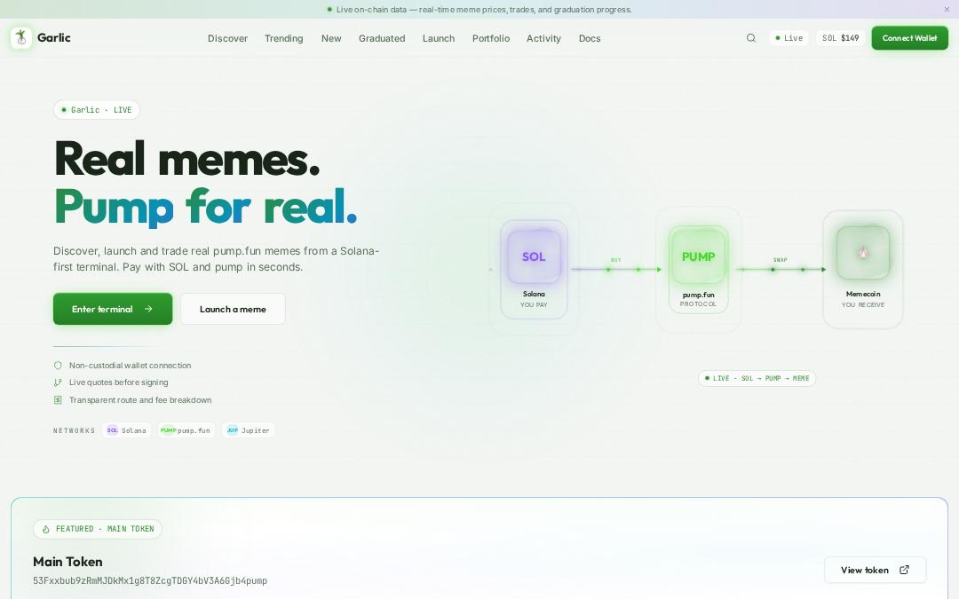 Front page of Garlic.fun