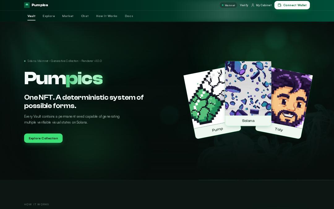 Front page of Pump NFT