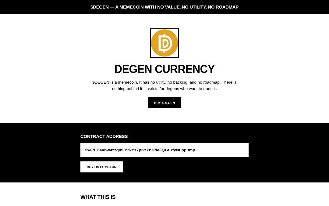 Front page of Degen Currency