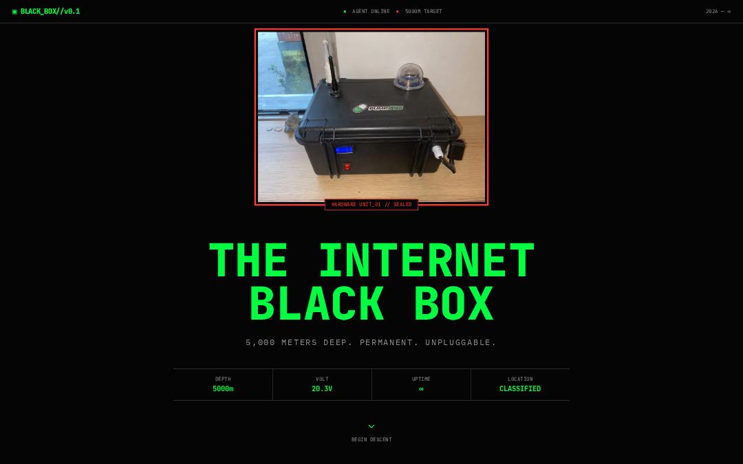 Front page of The Internet Black Box
