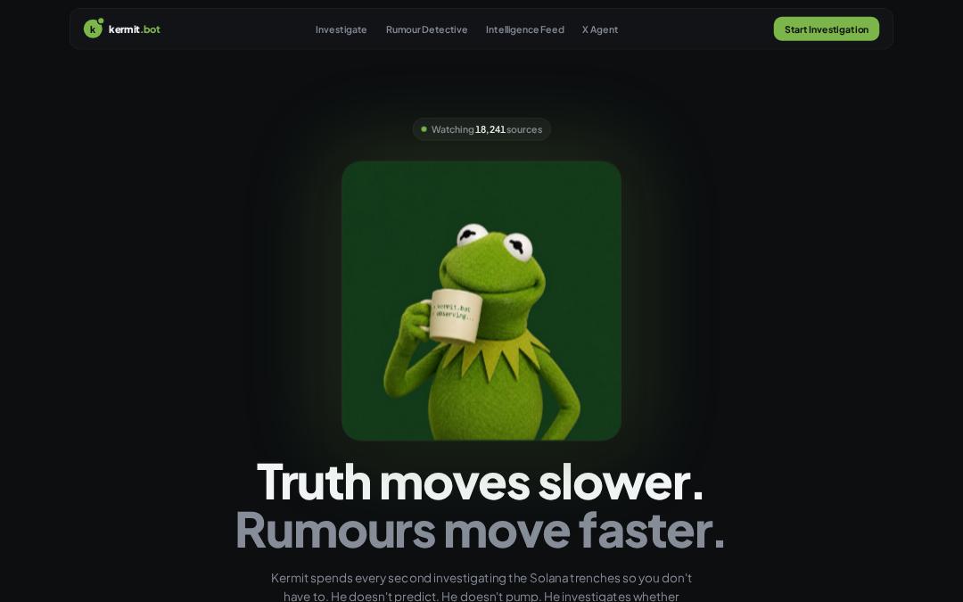 Front page of kermit.bot