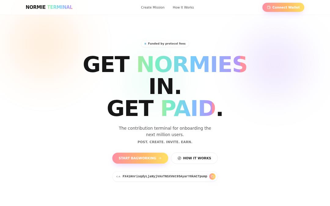 Front page of NORMIE TERMINAL