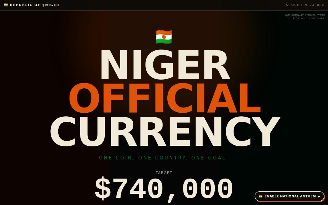 Front page of NIGER OFFICIAL CURRENCY