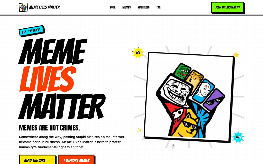 Front page of MEME LIVES MATTER