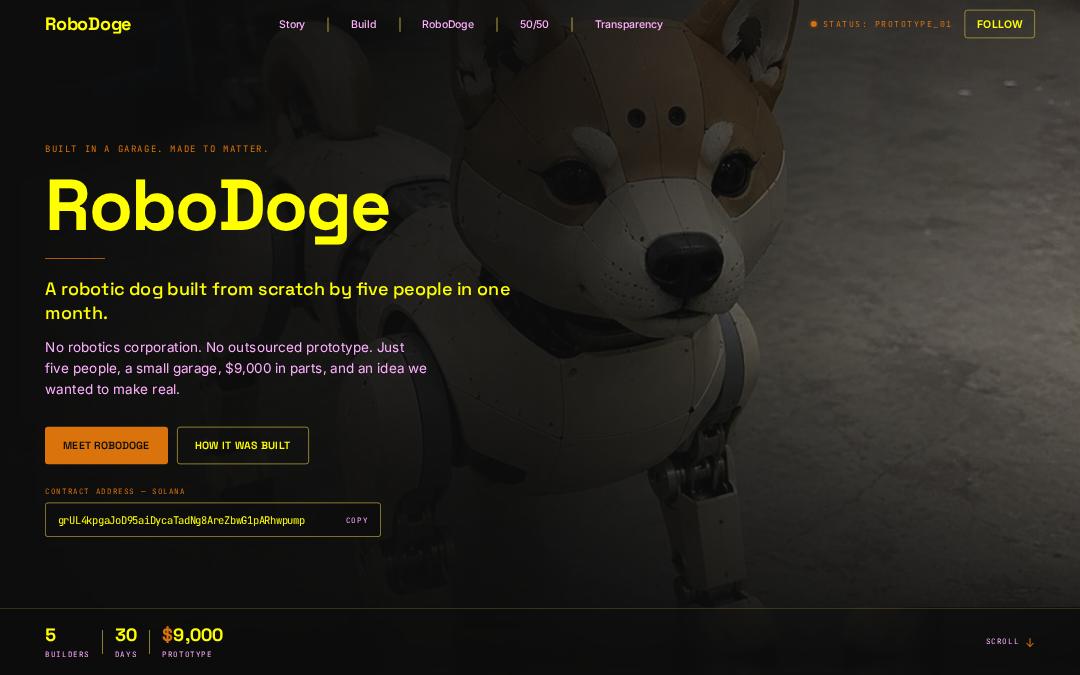 Front page of RoboDoge