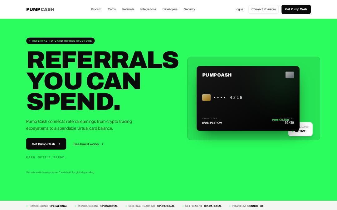 Front page of Pump Cash